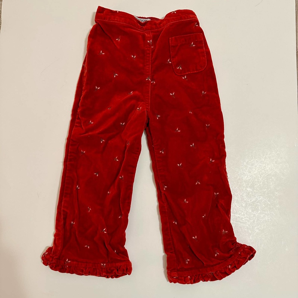 Oshkosh Red Velvet Pants with Tiny Floral detail 24 months